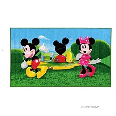 Bavaria Home Style Collection Kinder Teppich mit Mickey Mouse und Minnie Mouse Teppich Kinder Micky Maus und Minnie Maus ca 140 x 80 cm