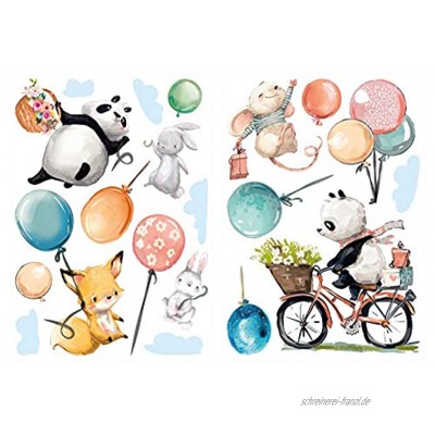 dekodino® Wandtattoo Kinderzimmer Aquarell Waldtiere mit Luftballons Set Deko