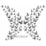 N|A Allazone 96 Stück 3D Schmetterlinge Deko 3D Schmetterling Wandtattoo Schmetterling Aufkleber für Wohnzimmer Kinderzimmer Türen Fenster Badezimmer Grau