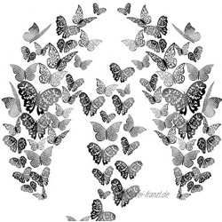 N|A Allazone 96 Stück 3D Schmetterlinge Deko 3D Schmetterling Wandtattoo Schmetterling Aufkleber für Wohnzimmer Kinderzimmer Türen Fenster Badezimmer Grau