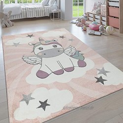 Paco Home Kinderteppich Moderner Kinderzimmer Pastell Teppich Niedliche 3D Tiermotive Grösse:240x340 cm Farbe:Pink 6