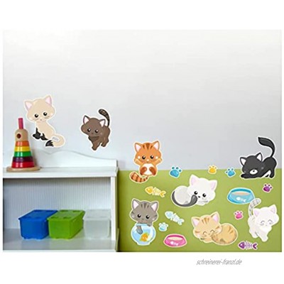 Samunshi® 19x Wandtattoo Süße Katzen Set Wandbilder Kinderzimmer Deko Junge Wandtattoo Kinderzimmer Mädchen Wandsticker Kinderzimmer 2X 27x43cm