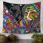 Amknn Tapisserie psychedelisch indisches Mandala Boho Sonne Mond Wandbehang Hippie Wandteppich Stil 6 Wandteppich 150x130