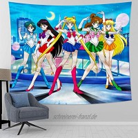 Anime Wandteppich Matrosen-Mond Wandbehang Anime-Tapisserie für Mädchen Schlafzimmer Dekoration Geburtstagsgeschenke 150 x 177,8 cm