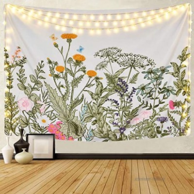 Bateruni Bunte Blumen Wandteppich, Farbige Pflanzen Wandbehänge Aquarelle Kräuter kunstvolle Wanddeko Wandtuch für Wohnzimmer Schlafzimmer, 210x150 cm