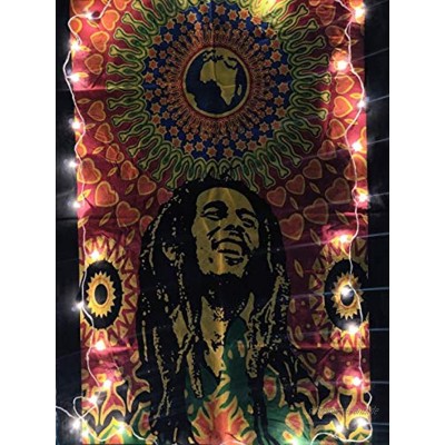 ICC Bob Marley Laughing Poster 76,2 x 101,6 cm Hippie-Stil psychedelische Flagge Geschenk Wandbehang Wohnheim Dekoration Decke Wandteppich Hippie Rasta Reggie Matte Dekoration orange