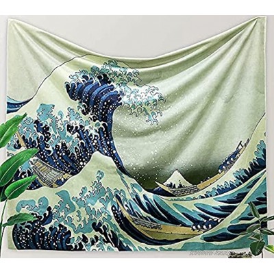 Mandala Stoff Wandbehang Tapisserie Tuch Wandteppich Psychedelic Wandbehang Große Welle Kanagawa Tapisserie Wandtuch mit Samt & Gedruckt für Wohnzimmer Schlafzimmer Deko 150 x 130 cm