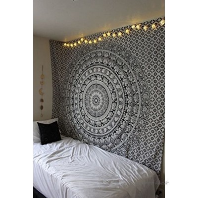 Mandala Wandteppich Schwarz und Weiß 213x137 cm Baumwolle Boho Böhmischer Wandbehang für Wohnzimmer Dekor Schlafzimmer Wandtuch