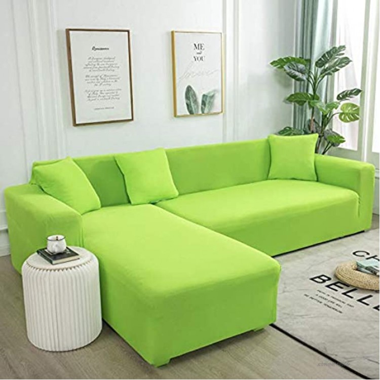 B H Sofaüberwürfe für Sofa,Für Wohnzimmer Elastic Spandex Couch Bezug Stretch Sofa Handtuch L Shape-Light Green 2-Seat and 2-Seat,Sitzer Sofabezug Sofaüberwurf Stretch