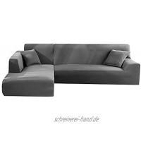 LITTLEGRASS Sofabezug Sofaüberwürfe für L-Form Elastische Stretch 2er Set für 3 Sitzer190-230cm + 4 Sitzer 230-330cm Grau