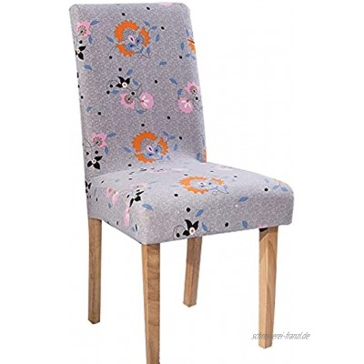 Rosafarbener Cartoon-Blumendruck-Stretch-Stuhl Abnehmbarer und waschbarer Sitzbezug geeignet für die Dekoration von Restaurants A12 2pcs