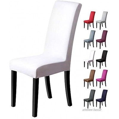Stuhlhussen 2 Stück,Stretch-Stuhlbezug elastische moderne Husse Elasthan Stretchhusse Stuhlbezug Stuhlüberzug . bi-elastic Spannbezug sehr pflegeleicht und langlebig Universal Packung von 2 Weiß