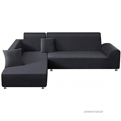 TAOCOCO Sofa Überwürfe Sofabezug Elastische Stretch für L-Form Sofa Abdeckung 2er Set für 3 Sitzer + 3 Sitzer mit 2 Stücke Kissenbezug Grau