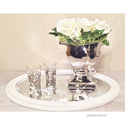 DRULINE Keramik Vase Silber Hochglanz Blumenvase Dekovase Tischvase Shabby Chic 24,5 x 23 x 7,5 cm