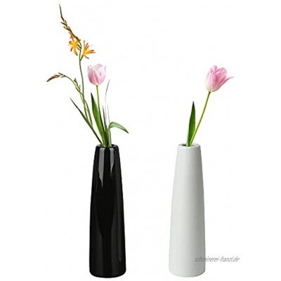 HofferRuffer 2er Set Keramik Vase Blumenvase Dekor Home Modern Style Schwarz und Weiß