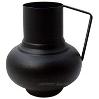 LaLe Living Vase Vaso in Schwarz mit strukturierter Oberfläche aus Eisen Form Krug 16 x 18 cm als dekorative Tischdeko oder Blumenvase im Wohnzimmer Büro und Küche