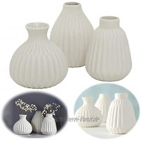 LS-LebenStil 3X Blumenvase Tisch-Vase Weiß Matt 10-12cm Set Väschen Deko-Flaschen