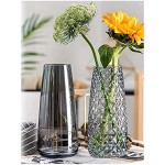 Vase Glas Kristall Halbtransparent Glasvase Höhe 22 cm Grau Blumenpflanze Modern Vasen Deko Ananasform Blumenvase für Home Office Dekor Geschenk Hochzeit Einweihungsparty Feiern
