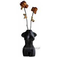 XIUWOUG Körper vase Keramik Vasen Blumenvase Boho Deko schwarz