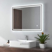 EMKE LED Badspiegel 80x60cm Badezimmerspiegel mit Beleuchtung kaltweiß Lichtspiegel Wandspiegel mit Touchschalter + beschlagfrei IP44 energiesparend
