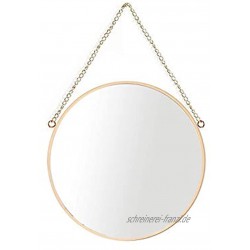 Hängender Spiegel 25 x 25 cm runder Badezimmer-Schminkspiegel Messingrahmen mit Kette zum Aufhängen kleine Größe