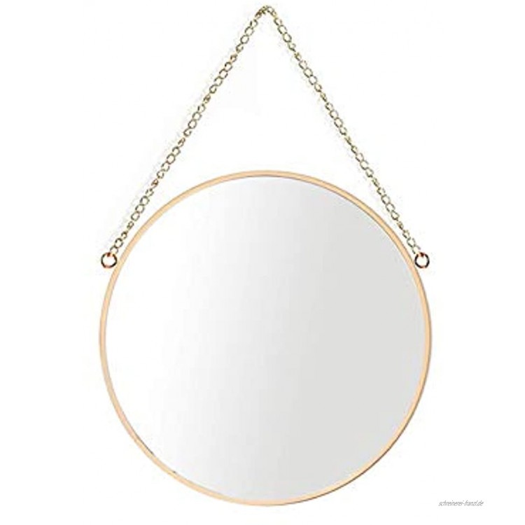 Hängender Spiegel 25 x 25 cm runder Badezimmer-Schminkspiegel Messingrahmen mit Kette zum Aufhängen kleine Größe