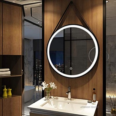 Meykoers LED Badezimmerspiegel Beleuchtung Runder Badspiegel 80cm im Durchmesser Dekorativer Spiegel mit Touch-Schalter und Warmweiß kaltweiß natürliches Licht 3000-6500K Energie sparen IP44