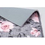 ASTRA flauschig-weiche Sauberlaufmatte Pure & Soft – Schmutzfangmatte bunt – Türmatte Innen – strapazierfähige Fussmatte – 50x70cm Farbe: Blumen grau-rosa
