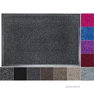 Jan Max Schmutzfangmatte 5 Größen Fußmatte für Innen und Außen Sauberlaufmatte in dunkel grau anthrazit schwarz 40 x 60 cm
