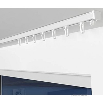 ALOHA Gardinenschiene aus Aluminium Vorhangschienen Deckenbefestigung 1-läufig für Schiebevorhänge Vorhänge ITU 1-läufig 200cm mit Faltenlegehaken Weiß
