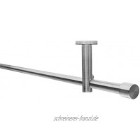 Gardinenstangen-Set Ø 16 mm geeignet zur Deckenbefestigung oder Wandbefestigung 1-läufig Metall Edelstahl-Optik 160 cm