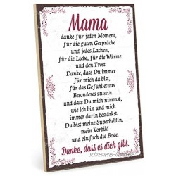 TypeStoff Holzschild mit Spruch – Danke Mama – im Vintage-Look mit Zitat als Geschenk und Dekoration zum Thema Liebe Mutter und Familie 19,5 x 28,2 cm