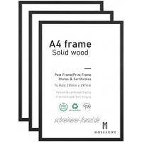 A4-Fotorahmen 3er-Pack-21x30cm schwarzer Bilderrahmen Zertifikatsrahmen für Wandmontage oder Tischaufsteller 3er-Set