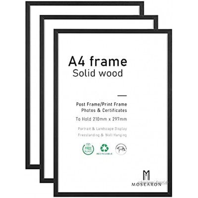 A4-Fotorahmen 3er-Pack-21x30cm schwarzer Bilderrahmen Zertifikatsrahmen für Wandmontage oder Tischaufsteller 3er-Set