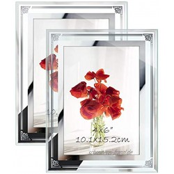 Brand Eono Glas Bilderrahmen 10x15 CM mit Blumen Muster am Rand freistehend 2er Set