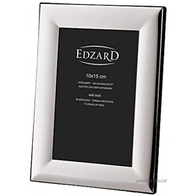 EDZARD Bilderrahmen Gela für Foto 10 x 15 cm edel versilbert anlaufgeschützt mit Samtrücken inkl. 2 Aufhängern Fotorahmen zum Stellen und Hängen