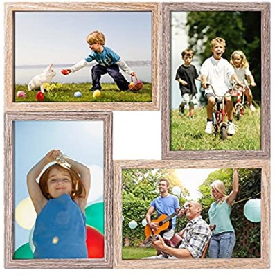 MAKITESY Multi Bilderrahmen für 4 Fotos 10 x 15 cm Holzfarbe Baby Family Fotorahmen Collage für Tabletop Wanddekoration Geschenke