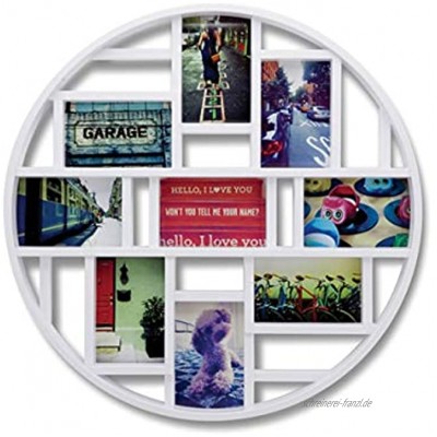 Umbra Luna Bilderrahmen Collage für 9 Fotos – Runde Fotowand für neun 10 x 15 cm Bilder Fotos Illustrationen Grafiken und Mehr Weiß