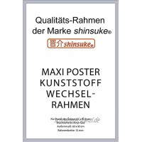 empireposter Wechselrahmen Shinsuke® Maxi-Poster 61,5x91cm Qualitätsrahmen Profil: 15mm Kunststoff Silber Acrylscheibe beidseitig foliengeschützt