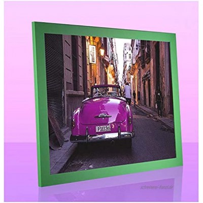 Montecarlo Deluxe Slimline Bilderrahmen Posterrahmen 70x90 cm Froschgrün Grün 90x70 cm mit weissem Hintergrund und klarem Kunstglas