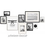 PHOTOLINI 9er Bilderrahmen-Set Silber Schwarz 10x15 bis 30x40 cm mit Acrylglas inkl. Zubehör | Bildergalerie | Bilderwand | Wandgalerie