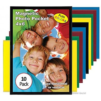 Magtech Magnetic Photo Pocket Picture Frame Color Pops Holds 4x6 Inch Photos 10 Pack Assorted Colors 94610